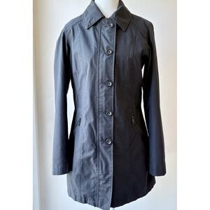 The North Face Women's Trench Coat Small Black Zip Button Front Pockets Classic